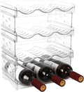EZ COZY Wine Rack, 4 Tier Water Bottle Organizer for Cabinet (12 Bottles) | Clear Freestanding Wine Bottle Holder for Cabinet, Fridge, Pantry, Wine Rack for Inside Cabinet, Refrigerator, Countertop