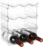 EZ COZY Wine Rack, 4 Tier Water Bottle Organizer for Cabinet (12 Bottles) | Clear Freestanding Wine Bottle Holder for Cabinet, Fridge, Pantry, Wine Rack for Inside Cabinet, Refrigerator, Countertop
