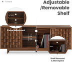 COLAMY TV Stand with Two Doors, Entertainment Center 59" with Adjustable Shelves and Storage, Mid-Century Modern TV Stand for 50/55/65 inch TV, Media Console Cabinet for Living Room, Bedroom Walnut