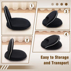 YOUKEEEJOJO Floor Chair 5-Position Adjustable Back Support Chair Foldable Camping,Video-Gaming Reading Watching, Upholstered Meditation Convenient Seat(2,Black)