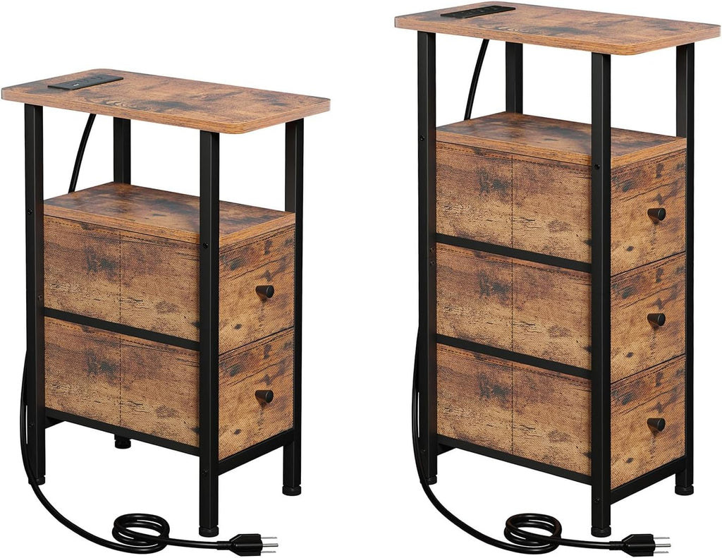 LOAKEKEL Narrow End Table Living Room with Charging Station