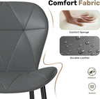 Dining Chairs, Modern Dining Room Chair Diamond Leather with Wooden and Metal Frame, Set of 2 (Gray)