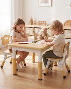 Brelley Kids Chairs (2pcs) Height Adjustable Toddler Chairs for Table, for Indoor & Outdoor Use Classroom/Daycare/Home for Ages 3-8, 180lbs High Bearing Toddler Chair, CPC & CE Approved- Beige