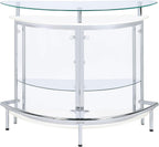 Coaster Home Furnishings Amarillo Glass Top Freestanding Home Bar Cabinet, Modern Liquor Cabinet with 2 Shelves and Wine Glass Rack, White