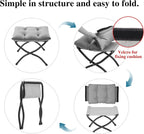 15"(H) Folding Ottoman, Set of 2, Foldable Footrest Stool, Small Foot Stool for Couch, Collapsible Foot Rest Ottoman for Sofa, Accent Padded Ottomans for Living Room, Bedroom, Dark Grey