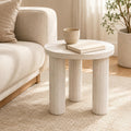 Small Round Side Table, Light Wood Grain End Table with 3 Cylindrical Legs, Modern Nightstand for Living Room, Bedroom, Sofa Side, Apartment