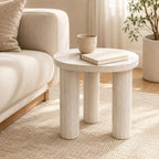 Small Round Side Table, Light Wood Grain End Table with 3 Cylindrical Legs, Modern Nightstand for Living Room, Bedroom, Sofa Side, Apartment