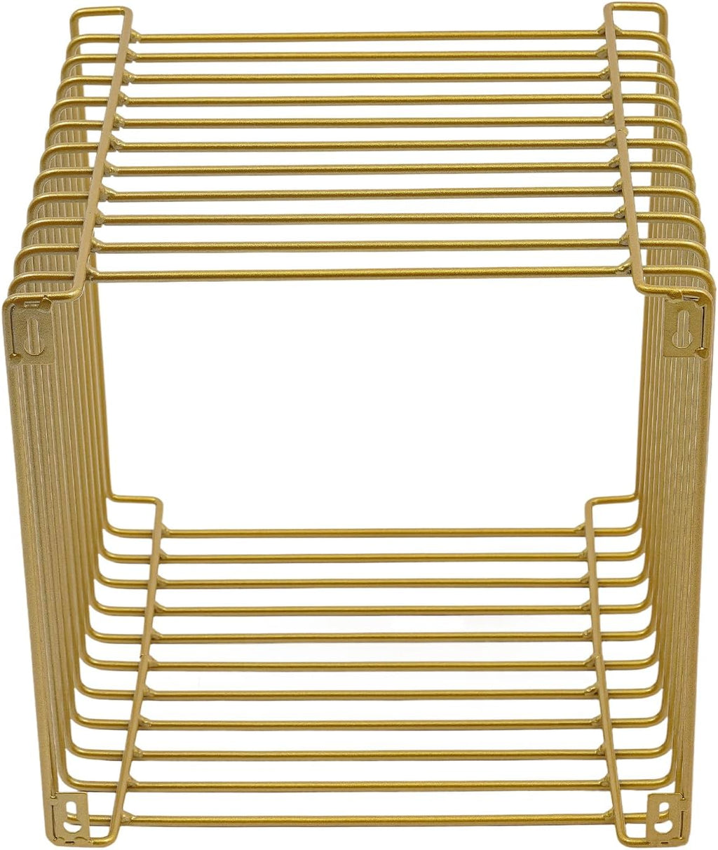Linear Metal End Table Square Geometry Side Table With Storage Retro Coffee Decoration Sofa Tables Wire Cube Storage Rack For Couch, Living Room, Bar, Bedroom, Balcony-11.8*11.8*11.8in (Gold)