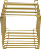 Linear Metal End Table Square Geometry Side Table With Storage Retro Coffee Decoration Sofa Tables Wire Cube Storage Rack For Couch, Living Room, Bar, Bedroom, Balcony-11.8*11.8*11.8in (Gold)