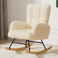 LUCKLIFE Rocking Chair Nursery,Teddy Upholstered Glider with Side Pockets | High Backrest Reading Chair,Modern Accent Chairs for Living Room,Bedroom