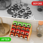 NiHome 4 Layer Tea Bag Organizer, Bamboo & Plastic Tea Storage Holder | 4-Tier Design Tea Storage Organizer Offering Quick and Easy Access, Clear Dividers & Large Capacity, Easy to Assembly