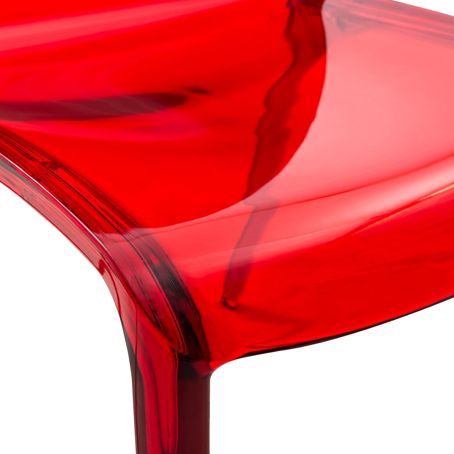 LeisureMod Murray Modern Plastic Dining Chair (Set of 4), Transparent Red