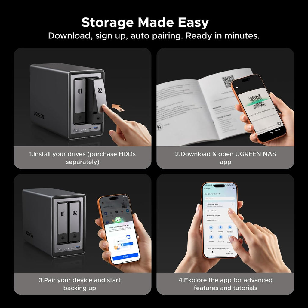 UGREEN NAS DXP2800 2-Bay Desktop Network Attached Storage, Intel N100 Quad-Core CPU, 8GB DDR5 RAM, 2.5GbE, 2X M.2 NVMe Slots, 4K HDMI, Ideal for Content Creators and Enthusiasts (Diskless)