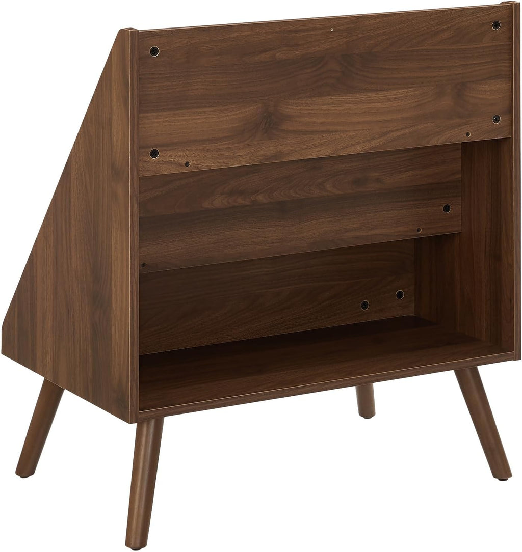 Crosley Furniture Liam Medium Mid-Century Modern Vinyl Record Storage Stand, Media Console for Records, Walnut