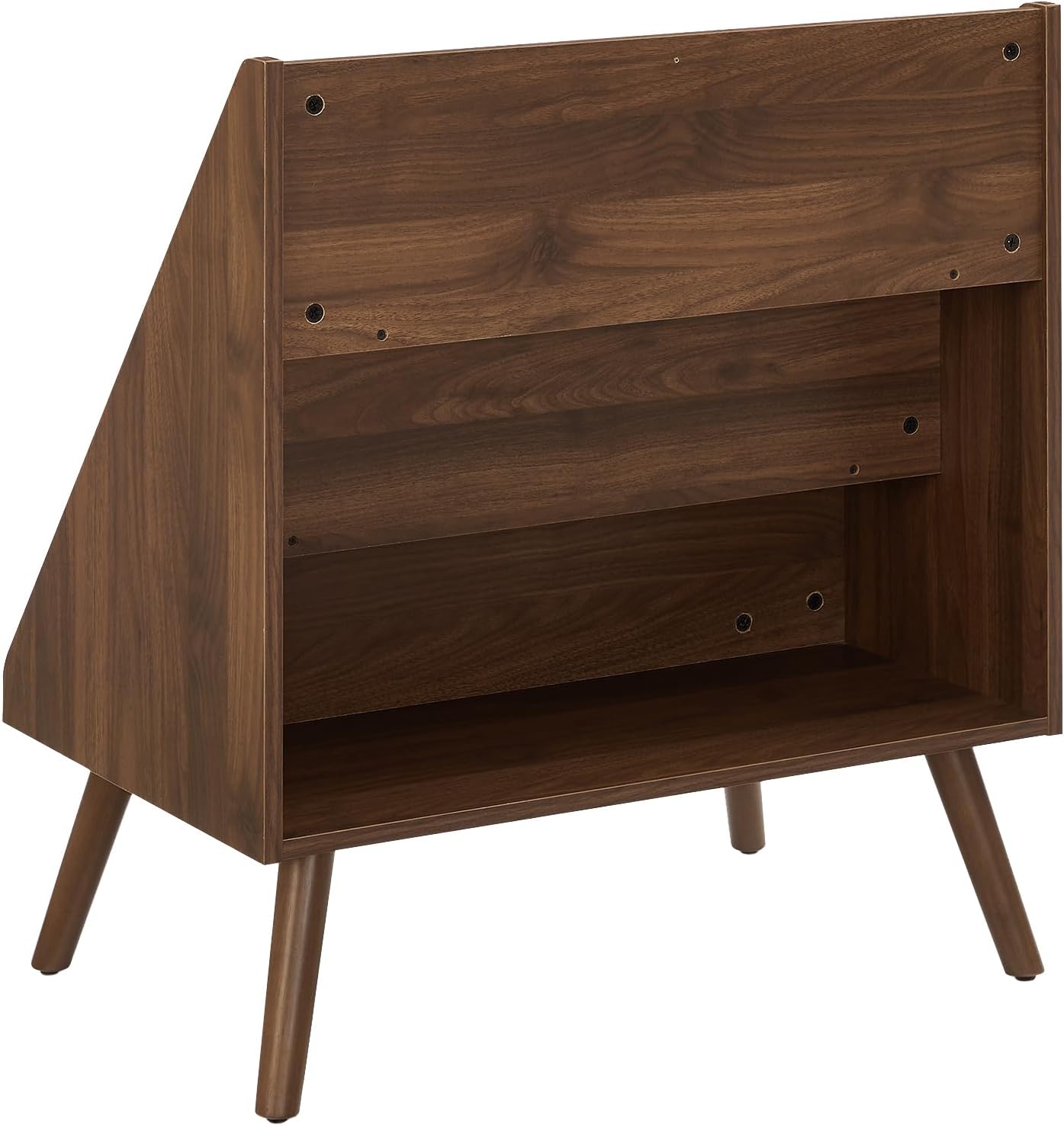 Crosley Furniture Liam Medium Mid-Century Modern Vinyl Record Storage Stand, Media Console for Records, Walnut