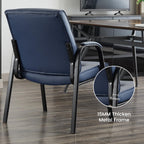 Big&Wide Office Guest Reception Chair Set of 2, Conference Room Chairs Waiting Room Chairs 2 Pack, Modern Leather Office Desk Chair No Wheels(Navy Blue)