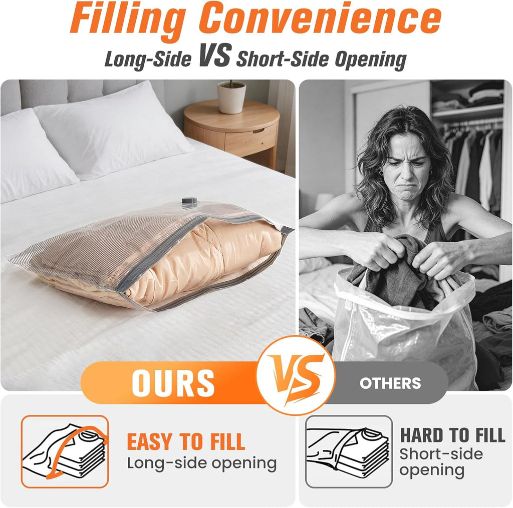 15 Pack Vacuum Storage Bags for Travel with Cordless Pump, Space Saver Bags for Clothes, Compression Packing Bags for Luggage, 15 Combo Size