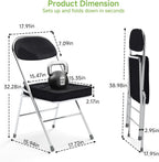 Real Relax Folding Chairs with Padded Thick Seat, Durable Corduroy Fabric, Portable Stackable Commercial Folding Office Chair with Steel Frame for Events Office Wedding Party,650LB,4 Pack,Black