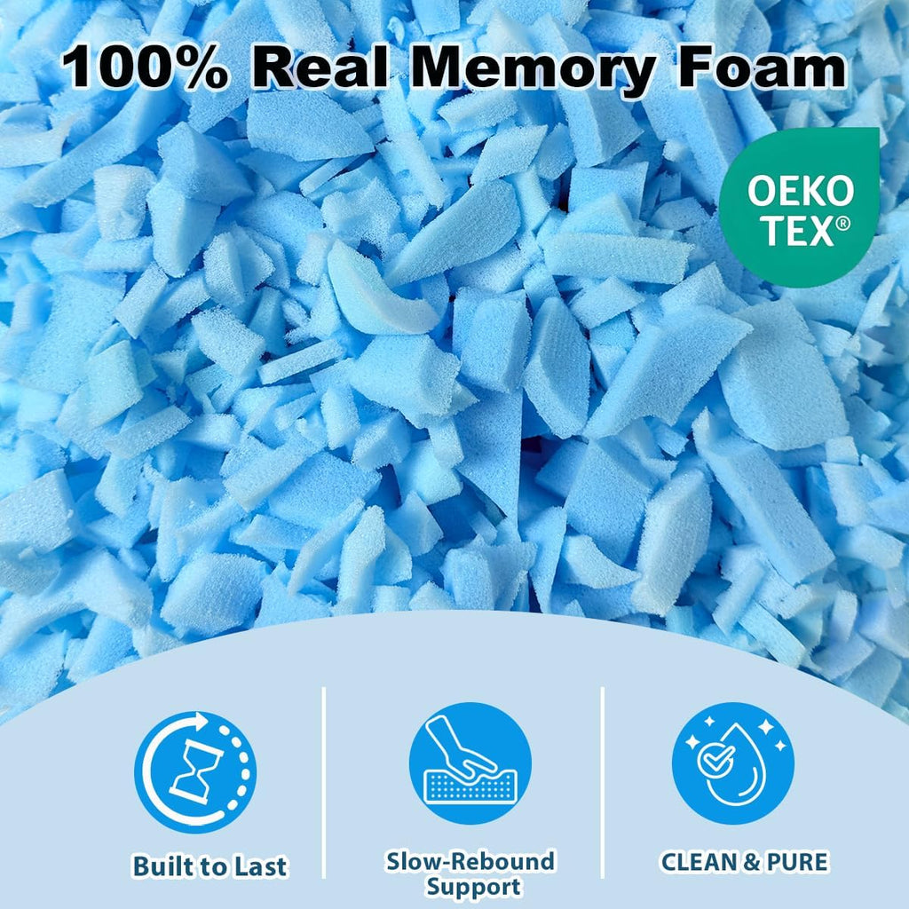 20lbs Bean Bag Filler – Bulk Soft Shredded Memory Foam for Pillows, Couch Cushions, Punching Bag, Dog Beds & Crafts, Clean Fluffy Stuffing for Home Refill Projects