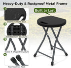 Giantex Folding Stool Set of 2, 18” Height Foldable Bar Stools, Portable Folding Chairs with Built-in Carry Handle, 330lbs Capacity, Indoor & Outdoor Round Stools for Camping RV Party Event (2, Black)