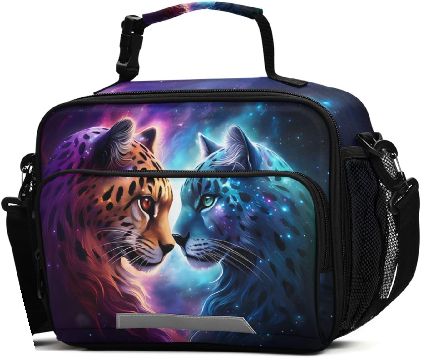 Cheetah Tiger Galaxy Lunch Box for Boys Girls Insulated Lunch Bag Kids Cooler Tote Shoulder Strap Reusable School Picnic Travel Office