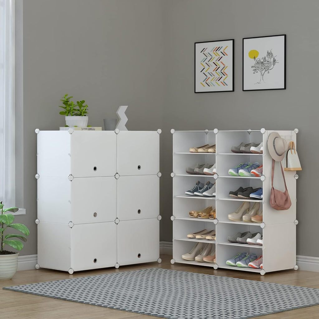 HOMIDEC Shoe Rack, 6 Tier Shoe Storage Cabinet 24 Pair Plastic Shoe Shelves Organizer for Closet Hallway Bedroom Entryway