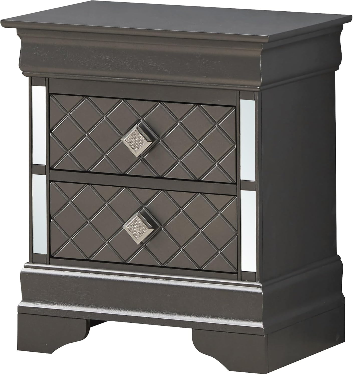 Metallic Black Modern Nightstand,for Small Spaces