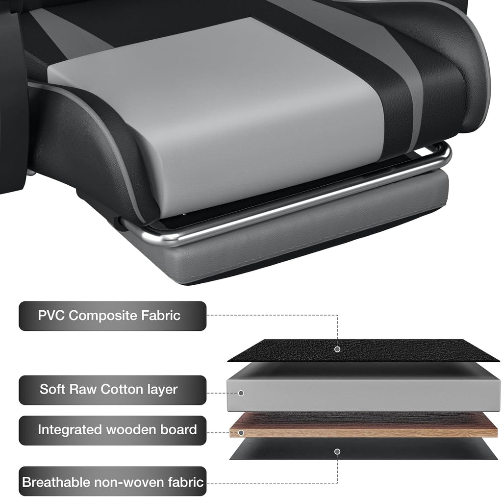 Gaming Chair with Massage Ergonomic Computer Chair with Footrest Reclining Video Game Chair for Boys with Adjustable Armrest Black