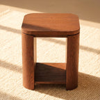 Ovelo End Table Solid Wood Oak Side Table with Storage Shelf, Modern Small Accent Table, White Oak Finish Brown 2 Tier Nightstand for Living Room, Bedroom, Sofa Side Table
