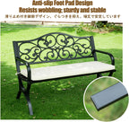Garden Benches for Outdoors, Patio Benches for Outdoors, Crafted from Wrought Iron, It is Suitable for Use in Parks, Courtyards, and Porches.(Black,Cross-Shaped seat Cushion)