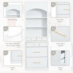 LUMISOL 83.7” Kitchen Pantry, Freestanding Tall Kitchen Hutch with Faux Marble Top, Display Cupboard Cabinet with 5 Storage Drawers and Adjustable Shelf, Storage Cabinet for Kitchen Dining Room, White