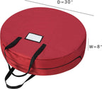 Wreath Storage Bag Round 30" Holiday, Easter, Fall & Christmas Artificial Wreaths & Garland- Red Canvas Tote with Handles by Tiny Tim Totes