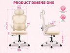 High Back Mesh Office Chair, Ergonomic Chair with Adjustable Headrest, Lumbar Support & Flip-Up Arms, 330lbs Swivel Gaming Computer Chair (Beige)