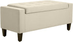Classic Storage Ottoman with Linen Cover for Living Room