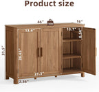 Joaxswe Sideboard Buffet Cabinet with Storage, 46" Arc-Shaped Credenza with 3 Doors & Adjustable Shelves, Mid Century Modern Coffee Bar Cabinet for Kitchen, Living Room, Entryway, Darkwood