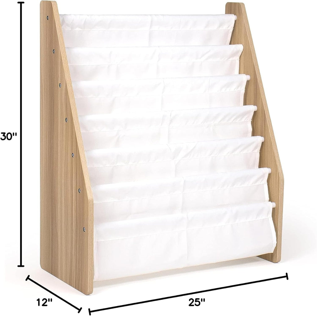 Humble Crew Kids Bookshelf, 6-Tier Front-Facing Book Display Organizer, Montessori Toddler Bookcase for Playroom, Bedroom & Reading Corner, White/Natural Wood | Humble Crew