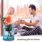 OFFIDIX Glass Vase,6.2 * 3.5in Large Mouth Shape Geometric Faceted Design Flower Vase for Weddings,Events,Decorating,Office,Home Decor
