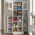 HRVEOCEI Tall Pantry Cabinet with Doors and Adjustable Shelves, 71'' Freestanding Kitchen Cabinet Storage with Microwave Stand, White Food Pantry Cabinet & Cupboard for Kitchen, Dining Room, Wood