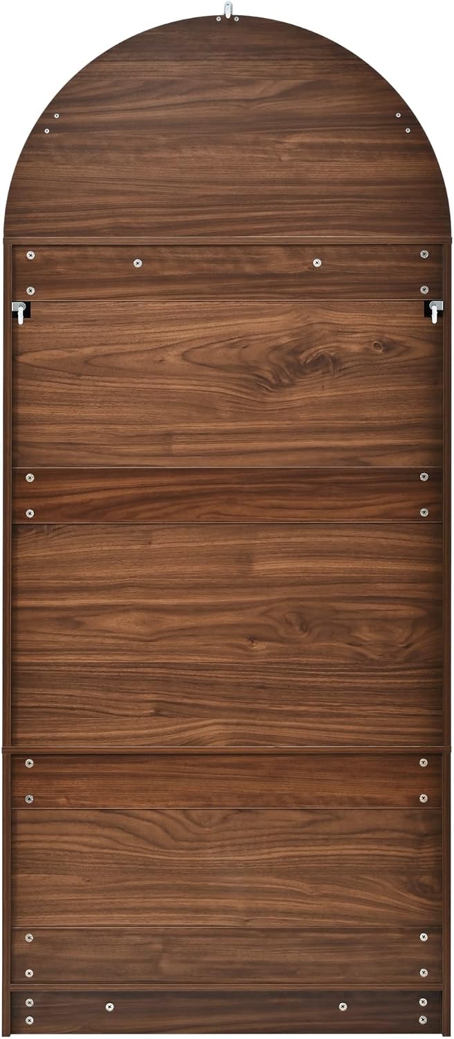 Merax 72" Tall Arched Kitchen Pantry Cabinet with 2 Drawers, Mid Century Modern Fluted Storage Cabinet with 3 Adjustable Shelves & 8 Door Shelves, Wooden Cupboard Organizer for Kitchens (Walnut)