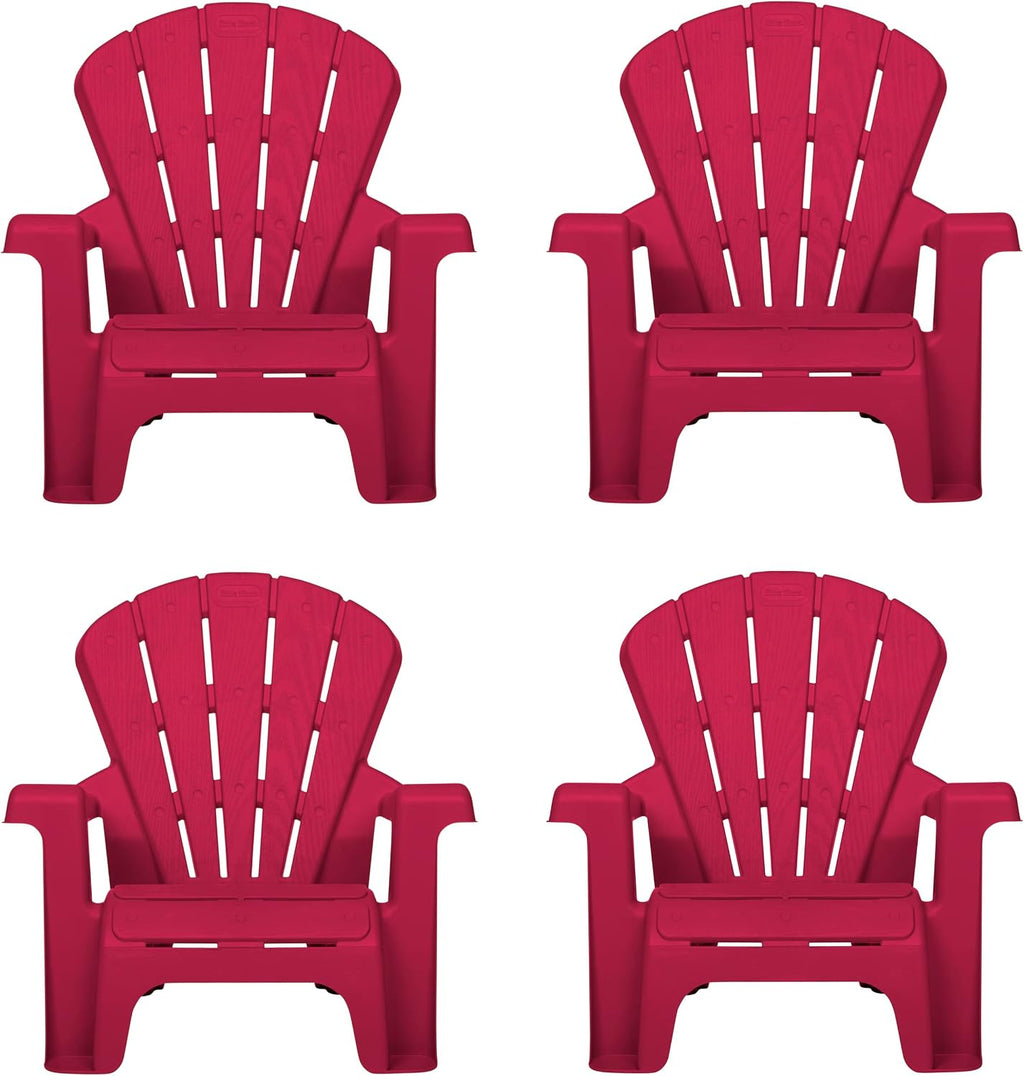 Little Tikes Kids Garden Chair 4 Pack in Red, Outdoor Toddler Activity Adirondack Chairs for Picnic, Garden, Patio, Backyard & Beach, Outdoor Chair Set