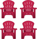 Little Tikes Kids Garden Chair 4 Pack in Red, Outdoor Toddler Activity Adirondack Chairs for Picnic, Garden, Patio, Backyard & Beach, Outdoor Chair Set
