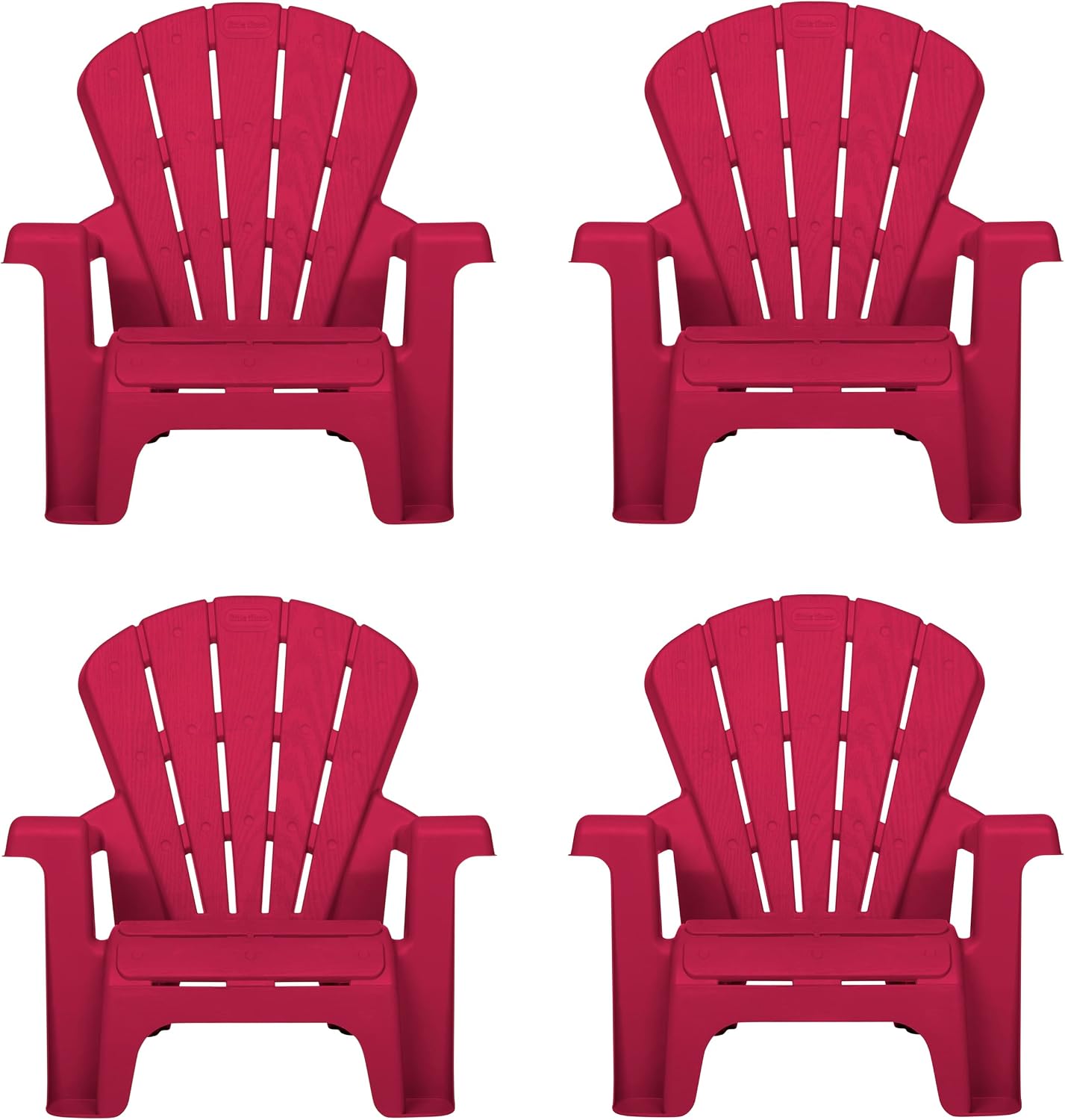 Little Tikes Kids Garden Chair 4 Pack in Red, Outdoor Toddler Activity Adirondack Chairs for Picnic, Garden, Patio, Backyard & Beach, Outdoor Chair Set
