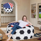 4FT Soccer Football Bean Bag Chair with Printed Flag Bean Bag Cover for Adults&Kids,2026 World Cup USA Fan Large Memory Foam Beanbags Ideal for Game Day & Living Room Bedroom