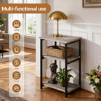 Garvee 3 Tier End Table, Tall Side Table with Storage, Telephone Tables with Metal Frame Small Nightstand for Small Spaces for Living Room Bedroom Sofa Couch Hall Easy Assembly Gray
