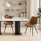 Yaheetech Dining Room Chairs Set of 2 Mid Century Modern Kitchen Chairs with Upholstered Faux Leather and Metal Legs for Dining Room, Living Room, Brown