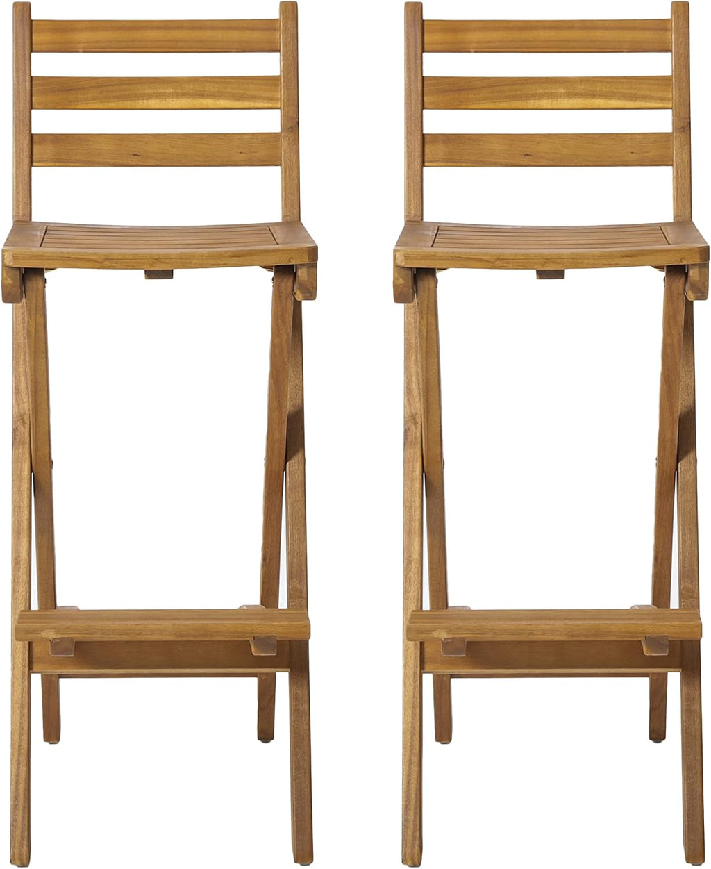 Christopher Knight Home Tundra Outdoor Foldable Wood Barstool Set, 2-Pcs Set, Natural
