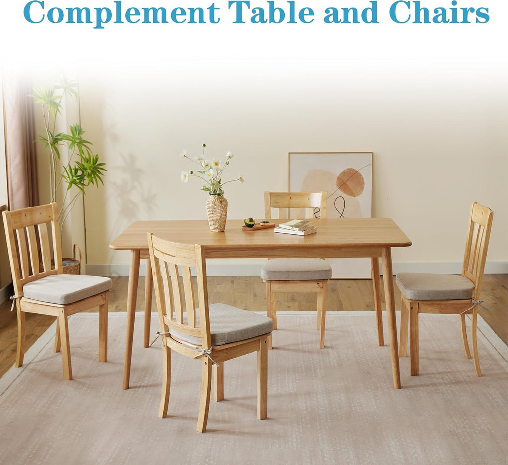IASEAHK Chair Cushions for Dining Chairs Set of 4, Non Slip Kitchen Chair Pads, 17" x 16" x 2", Indoor Dining Chair Cushions with Ties, D-Shaped Seat Cushions for Kitchen Chairs, Beige