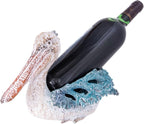Corner Merchan Pelican Wine Bottle Holder - Nautical Wine Holder Tabletop Centerpiece - Single Bottle Rack Pelicans Decor - Decorative Counter Wine Rack