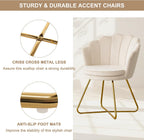 Furnimart Accent Chairs Set of 2 for Living Room, Shell Vanity Chair with Back, Criss Cross Chair with Gold Legs, Side Chair for Bedroom, Makeup Room, Desk Chair no Wheels, Velvet Khaki 2PCS