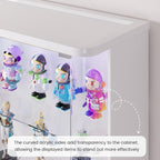 71" Tall Display Cabinet with Glass Doors, Rounded Curio Cabinet with Motion Sensor RGB Lights, 6-Tier Lockable Display Case for Collectibles & Action Figures, Trophy Case for Living Room, White